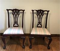Pr Mah Chippendale Chairs w/Ball & Claw Feet