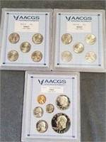 P729- (3) Graded AACGS Coin Sets