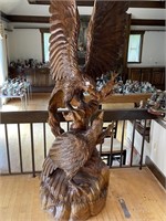 Outstanding LARGE Carved Wooden Eagle Statue