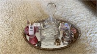 Tray lot of perfume bottles, mini containers,