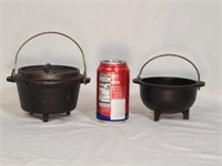 2 Small Cast Iron Pots