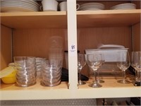 Misc glassware, plastic containers, loaf pans,