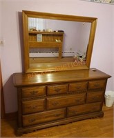 9 drawer dresser with mirror and contents