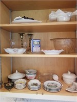 Misc china, glassware & candlesticks