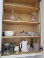 Misc vases, pitcher, dishes, coffee pot etc