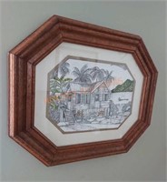 Art drawing and mirror sconces lot