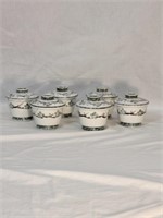 6 Japanese Porcelain Lidded Rice Bowls