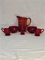 Various Ruby Red Glass Dishes