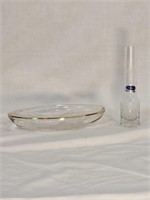Cut Glass Serving Dish and Bud Vase
