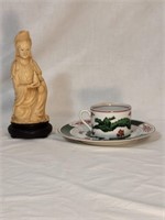 Oriental Statue, Dragon Plate & Cup