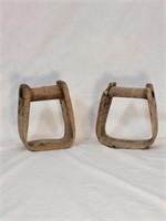 Pair of Old Wooden Stirrups