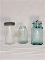 3 Old Various Glass Jars