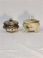 Two Women's Porcelain Covered Powder Dishes