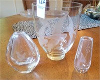 3 piece blown glass, 2 are signed