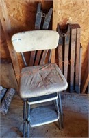 Vintage stool and saw horse lot