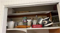 Shelf lot with cooking supplies and tins