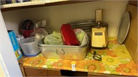 Shelf lot with kitchen gadgets