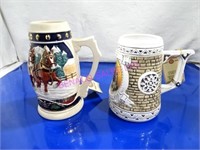 LOT, 2 PCS HAND CRAFTED UKRAINIAN BEER STEINS