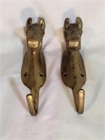 Pair of Brass Horse Robe or Towel Hooks