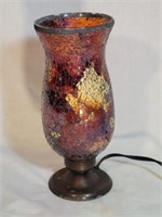 Small Red Hallway or Nightstand Glass Lamp