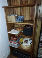 3 shelf book case and contents