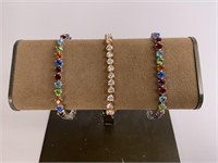 3 Lenox Sterling Jeweled Bracelets