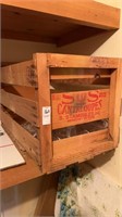 SOS Cantaloupes wooden crate