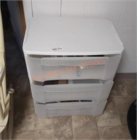3 drawer plastic storage bin and contents