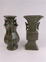Two 20th Century Celadon Vases