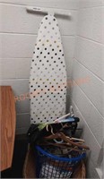 Ironing board and laundry basket lot