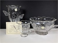 3 Lenox Jeweled Crystal Butterfly Bowls