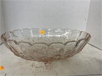 Pink Glass Fruit Bowl. 8.5x 12x 4.5in high.