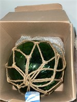 Nautical glass ball. 7in. Green.