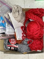 6 skeins of yarn w/ knitting/ crocheting