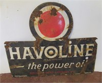 Havoline double sided porcelain sign. Measures