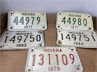 Lot of 5 vintage motorcycle license plates.
