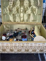 Vintage sewing box w/ contents.