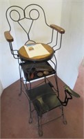 1920's Iron shoe shine chair with footrest and