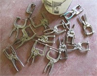 Assortment of hand vise clamps.