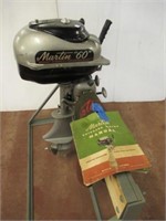 Vintage Martin 60 outboard motor with manual and