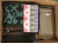 TRAY OF ASSORTED WALLETS AND CLUTCHES