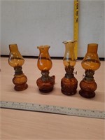 Amber glass mini oil lamps