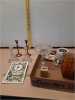 Candle holders, clock and misc