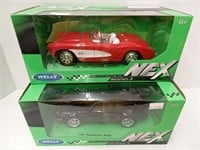 (DE) NEX Welly 1957 Chevy Corvette and Porche