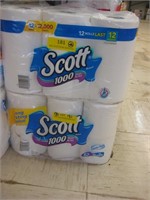 Package of 12 Lg Rolls Scotts 1 Ply Toilet Paper