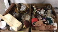 TRAYS OF COLLECTIBLES, ASH TRAYS, FIGURINES
