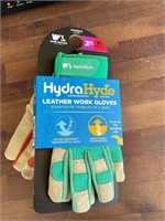 2 pair HydraHyde leather work gloves