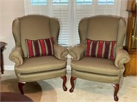 Pair of Sage Wing Back Chairs