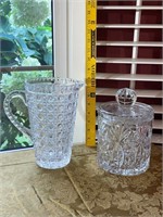 Cane Pattern Pitcher & Covered Cookie Jar