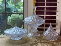 3 Covered Candy/Compote Dishes